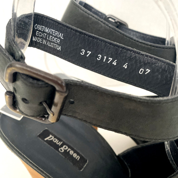 PAUL GREEN Madonna Sandal Bootie Ankle Strap Peep Toe Black Leather 4 UK 6.5 US - Picture 3 of 10